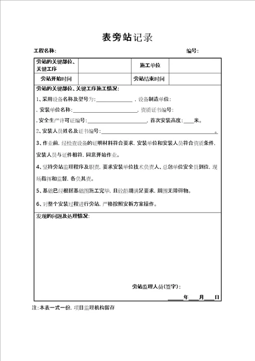 施工升降机安装监理旁站记录修订稿