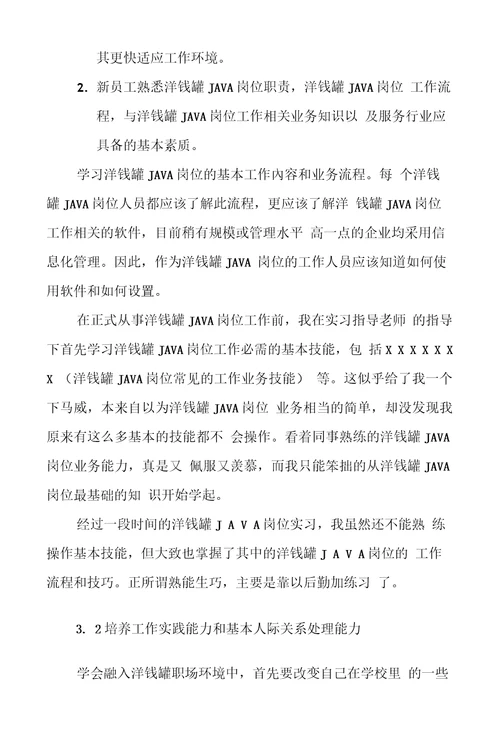 洋钱罐JAVA岗位实习报告