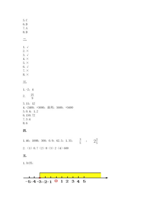 西师大版六年级数学下学期期末测试题附完整答案【全国通用】.docx