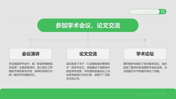 绿色商务风医生求职简历成果展示模板PPT模板
