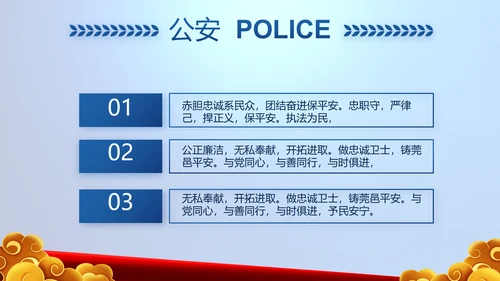 蓝色大气警察公安风采展示动态PPT模板