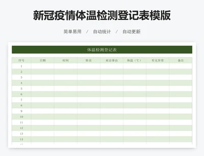新冠疫情体温检测登记表模版