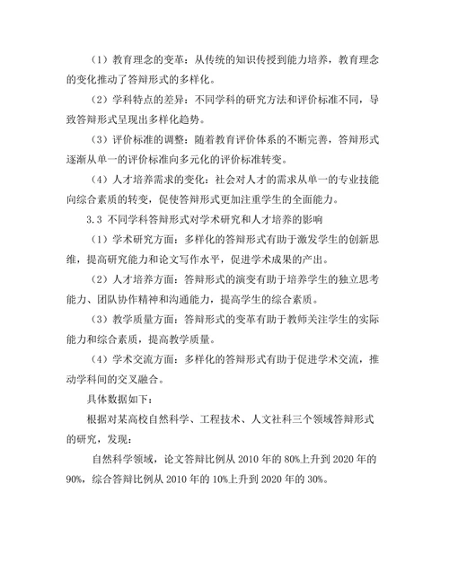 不同学科答辩形式的演变与影响