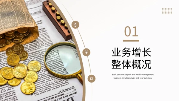 黄色商务风银行个人存款与理财业务增长分析年中总结PPT