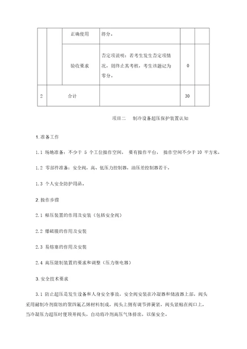 制冷与空调作业实操考核标准