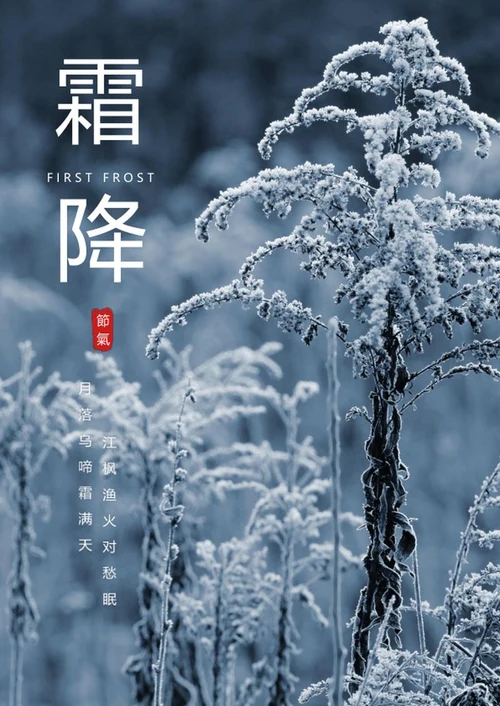 二十四节气之霜降海报word模板