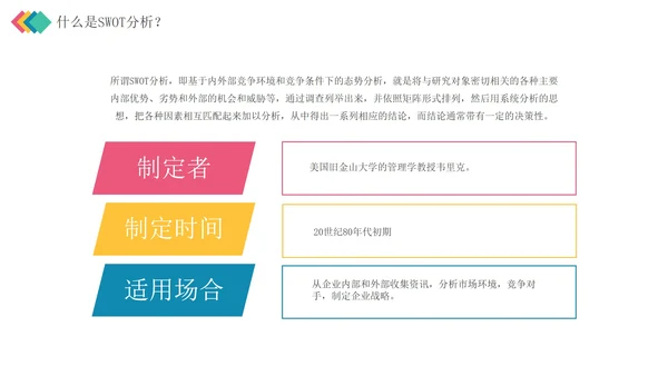 彩色立体SWOT分析管理技能企业培训PPT模板