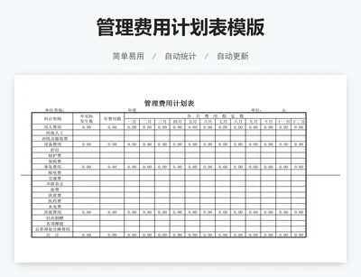 管理费用计划表模版