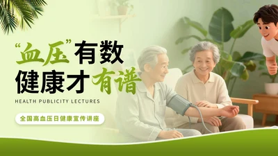 绿色3D立体风全国高血压日健康宣传讲座PPT模版