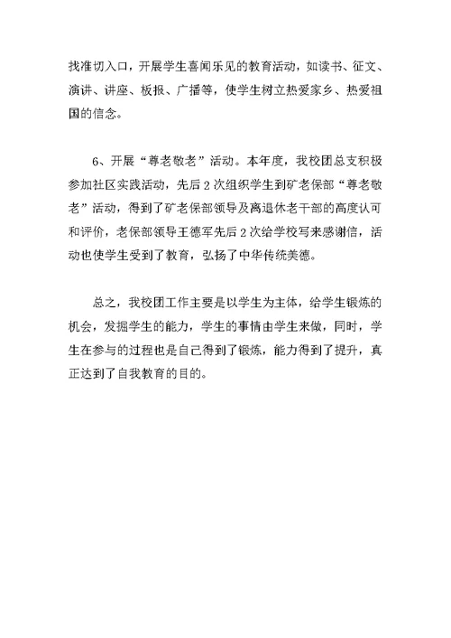 XX年度中学团总支工作总结