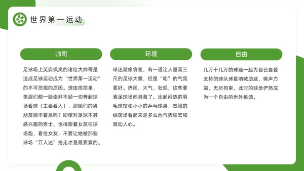 绿色简约风欢迎走进足球世界PPT模板