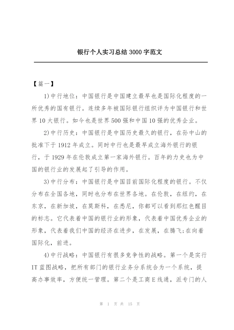 银行个人实习总结3000字范文.docx