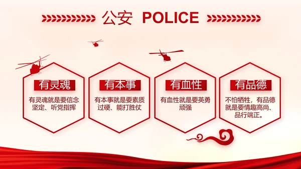 红色大气公安警察派出所演讲动态PPT