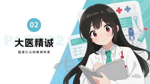 蓝色手绘卡通风医疗中国医师节节日科普PPT模板
