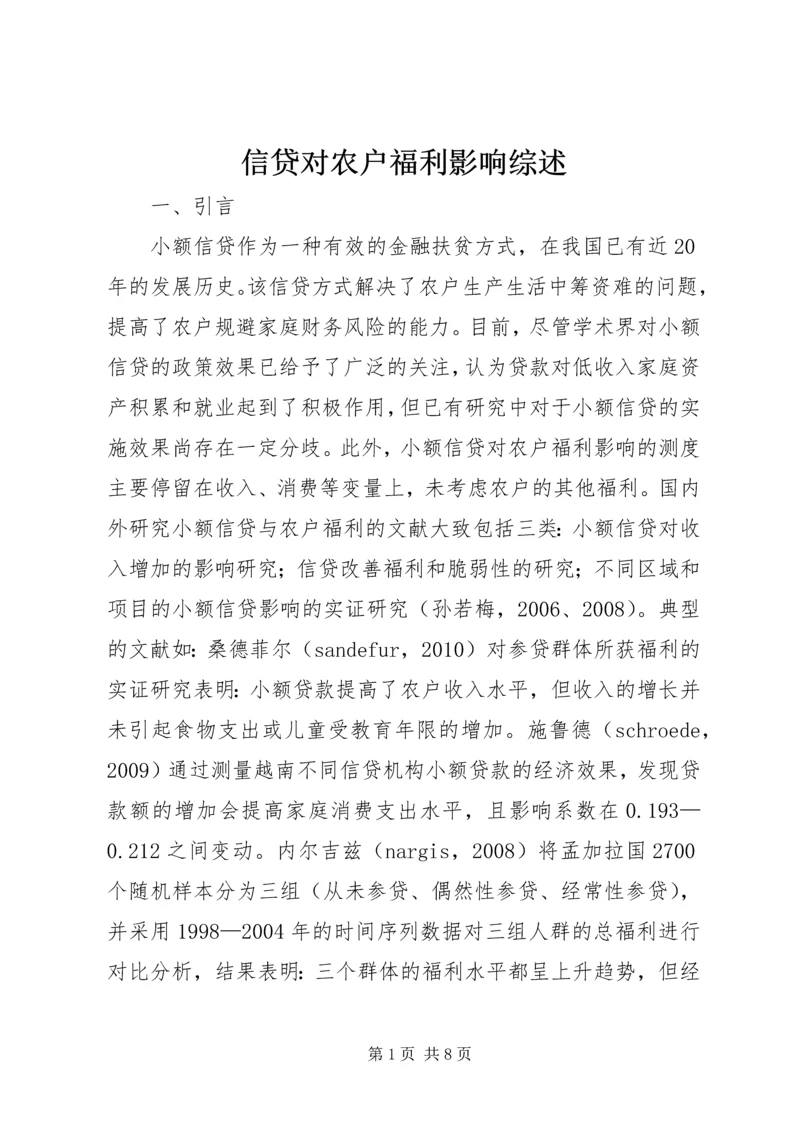 信贷对农户福利影响综述.docx