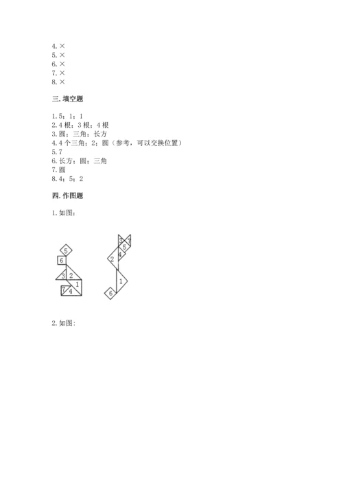 苏教版一年级下册数学第二单元 认识图形（二） 测试卷附答案（夺分金卷）.docx