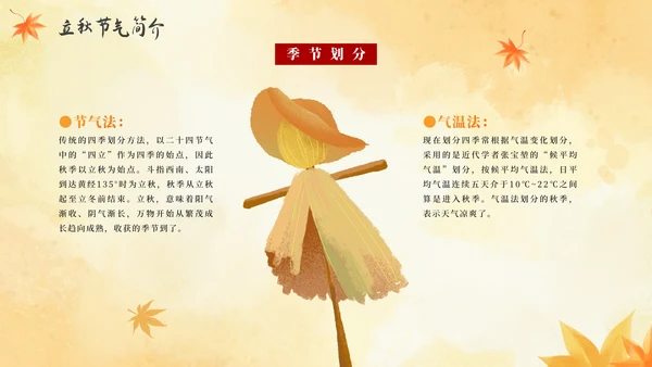 手绘水彩中国风二十四节气立秋科普PPT模板