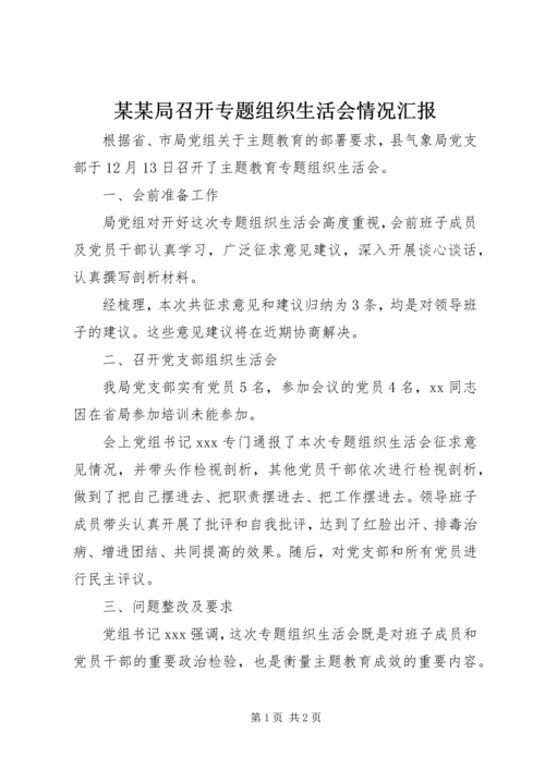 某某局召开专题组织生活会情况汇报.docx