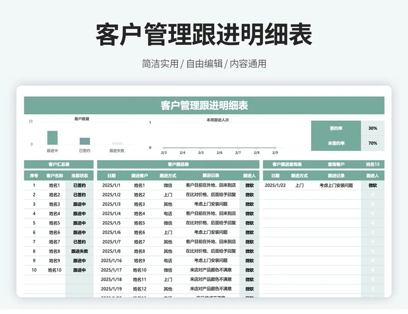 客户跟进登记表