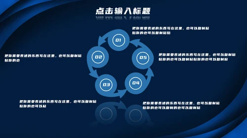 深蓝色高级总结汇报PPT模板
