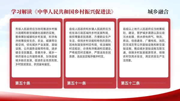 红色简约乡村振兴促进法解读学习PPT模板