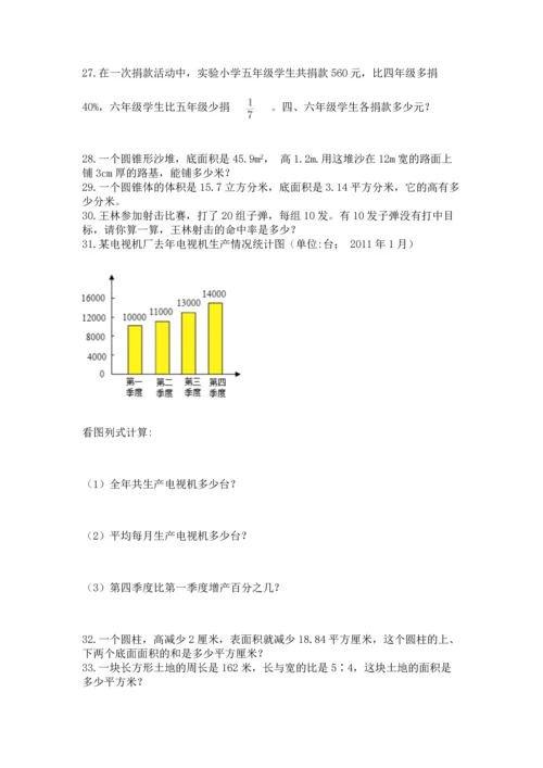 六年级小升初数学解决问题50道带答案（基础题）.docx