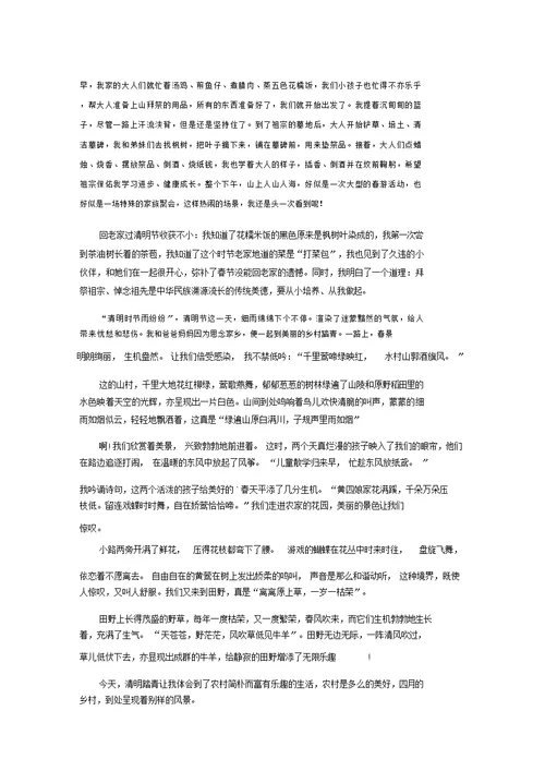 最新清明节游玩作文9篇(1)精选