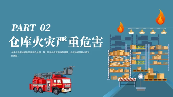 插画风简约仓储消防安全管理培训PPT课件全国消防日