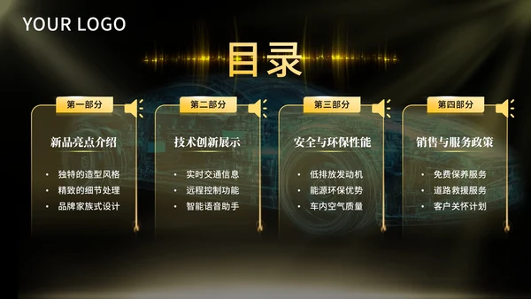 黄黑系汽车新闻发布会PPT模板