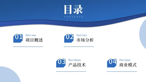 蓝色商务创新创业商业计划书PPT模板