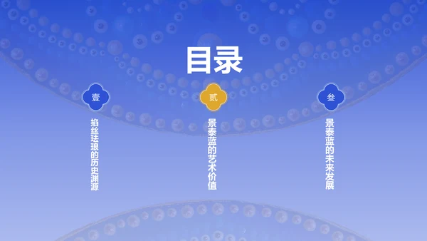 蓝色国风掐丝珐琅景泰蓝PPT模板