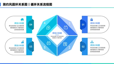 蓝色简约风4项总分关系图PPT