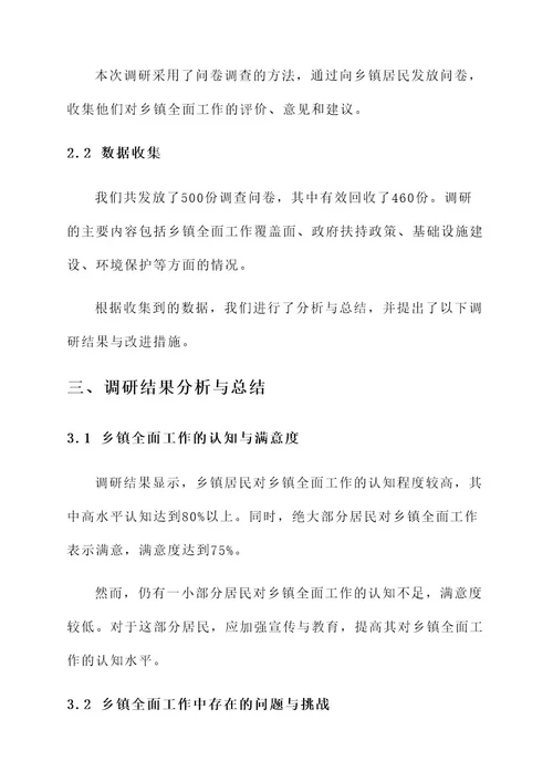 调研乡镇全面工作总结报告