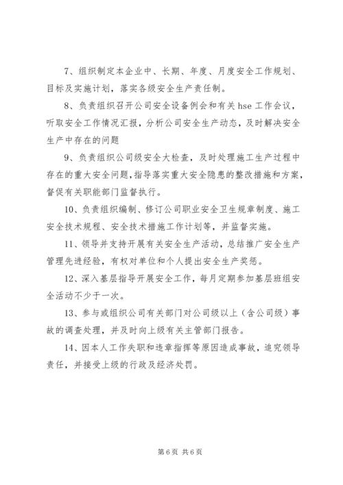 企业分管安全工作负责人安全生产职责.docx