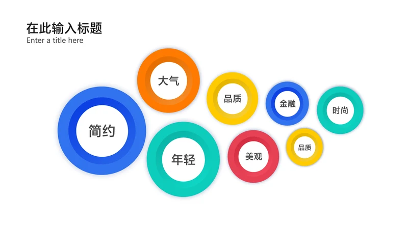 简约风白色圆形关键词展示多项PPT内容页