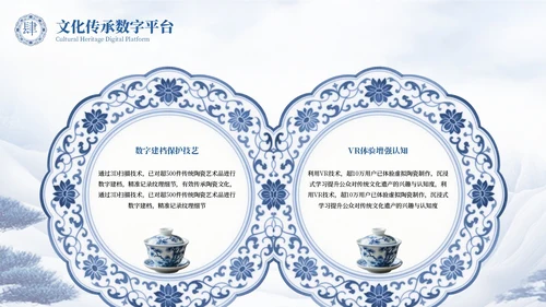蓝色国风青花瓷国际博物馆日PPT模板