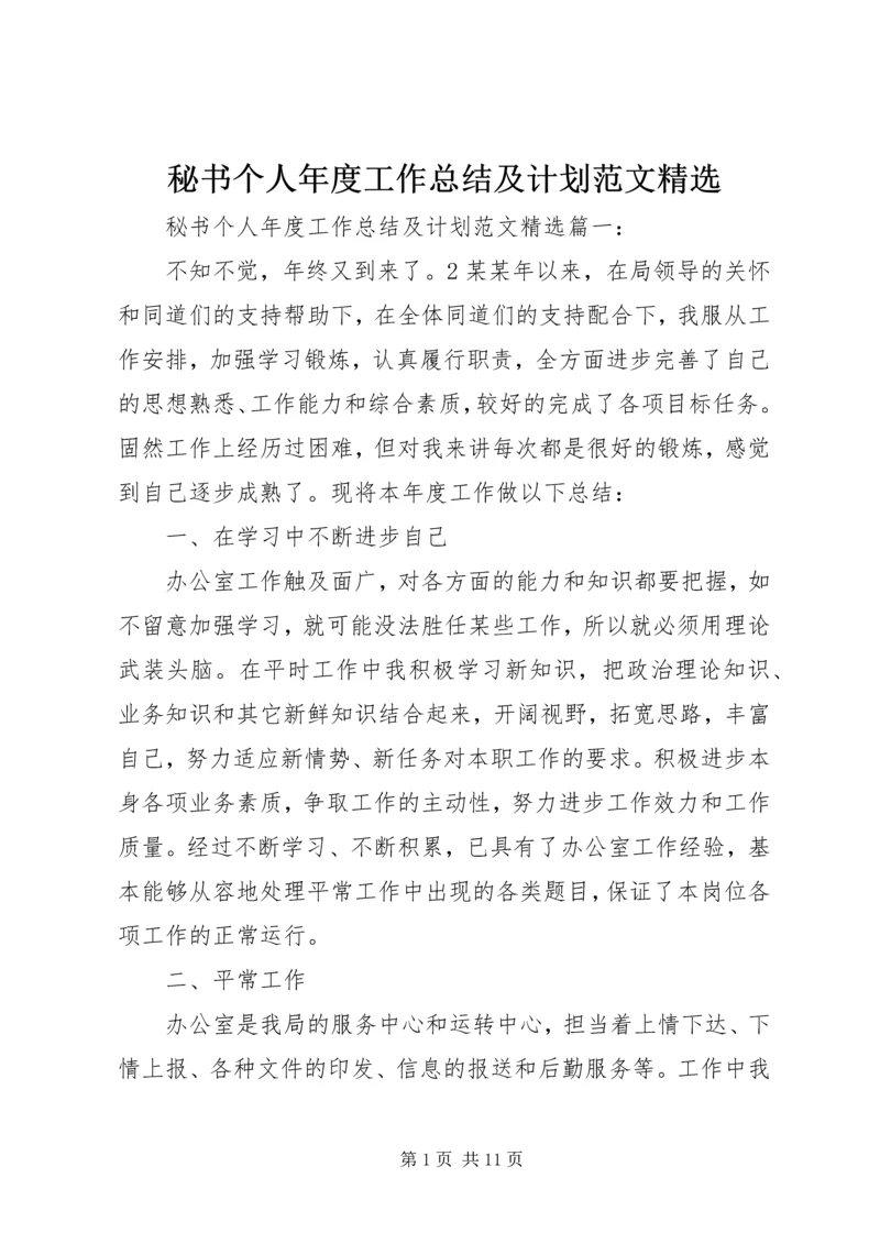 秘书个人年度工作总结及计划范文精选.docx