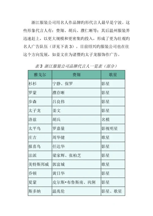 服装行业营销专题策划专题方案浙江服装企业创名牌成绩和经验.docx