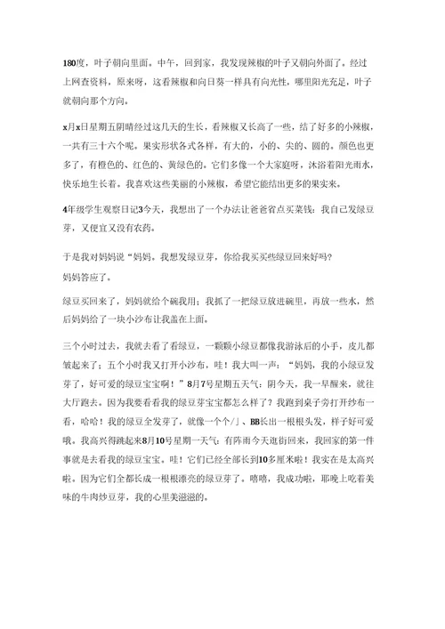 4年级学生观察日记