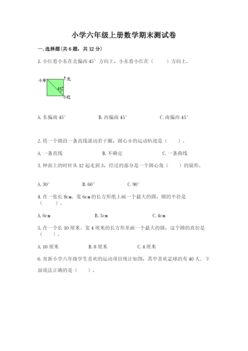 小学六年级上册数学期末测试卷附参考答案【黄金题型】.docx