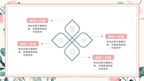 粉色花卉小清新文艺PPT模板
