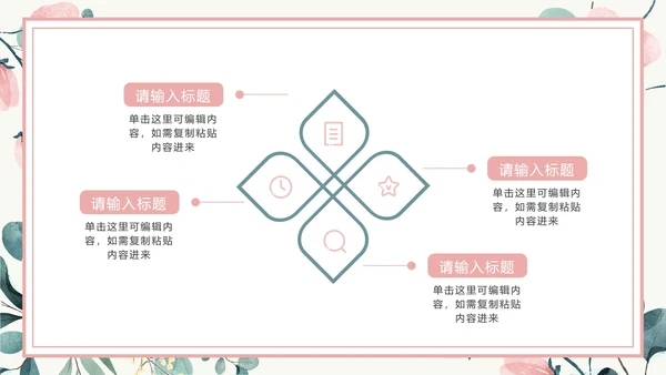 粉色花卉小清新文艺PPT模板