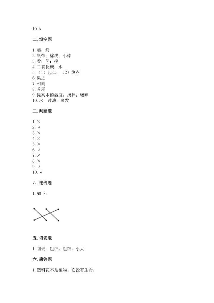 教科版一年级上册科学期末测试卷及答案【夺冠】.docx