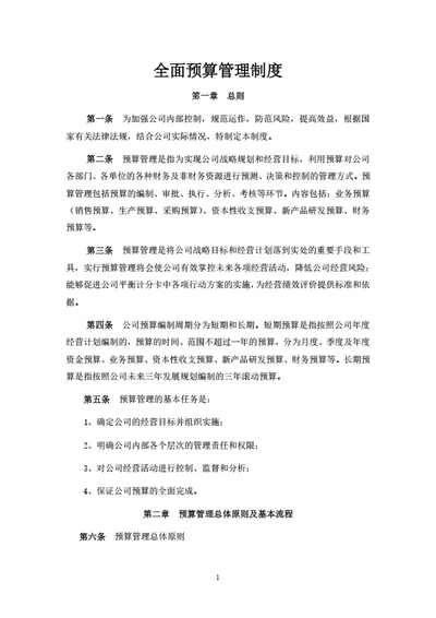 全面预算管理制度