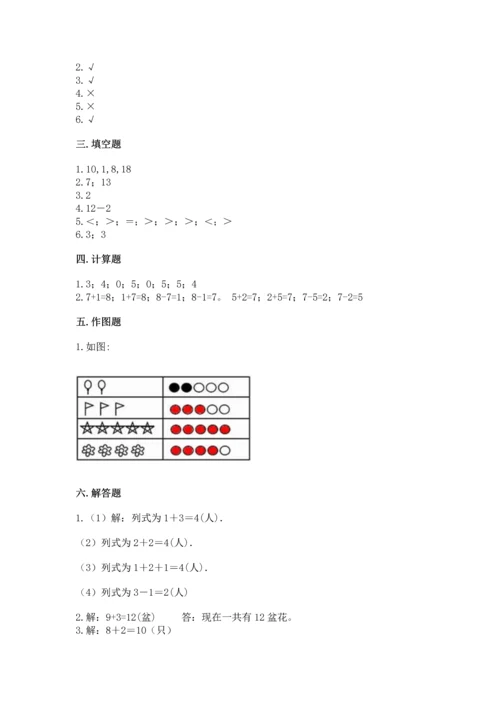 人教版一年级上册数学期末测试卷附答案（黄金题型）.docx