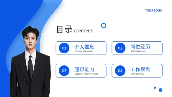蓝色简约风个人简历PPT