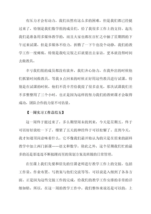 一周实习工作总结