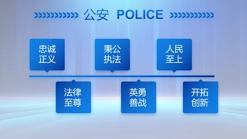 蓝色大气公安部学习宣传动态PPT模板