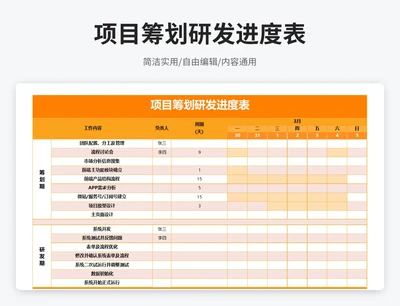 简约风项目筹划研发进度表