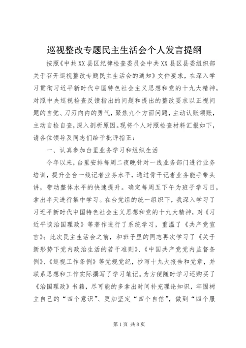 巡视整改专题民主生活会个人发言提纲 (3).docx